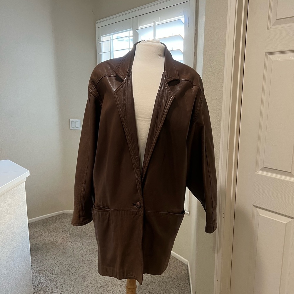 - WOMENS ANN TAYLOR VINTAGE Distressed SOFT LEATHER Brown Pockets JACKET medium